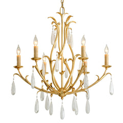 Prosecco Chandelier by Corbett Lighting - Elegant Gold Leaf Finish, Adjustable Height 38.75"-109.5