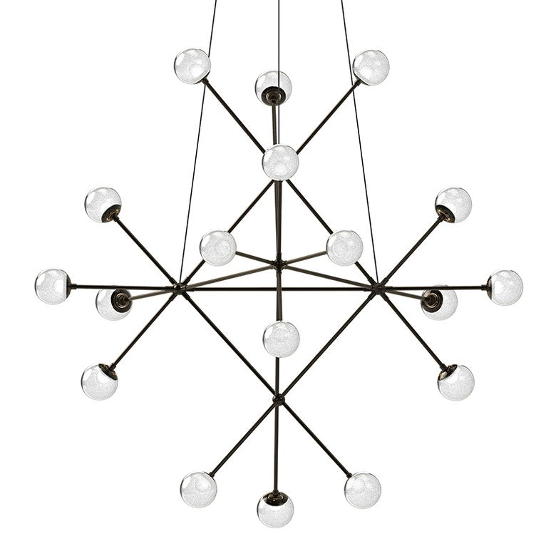 Proton Beta Chandelier by SONNEMAN, Dimmable LED, 3960 Lumens, 3000K, Smoke & White Glass