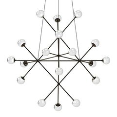 Proton Beta Chandelier by SONNEMAN, Dimmable LED, 3960 Lumens, 3000K, Smoke & White Glass