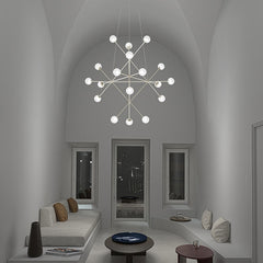 Proton Beta Chandelier by SONNEMAN, Dimmable LED, 3960 Lumens, 3000K, Smoke & White Glass