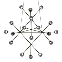 Proton Beta Chandelier by SONNEMAN, Dimmable LED, 3960 Lumens, 3000K, Smoke & White Glass