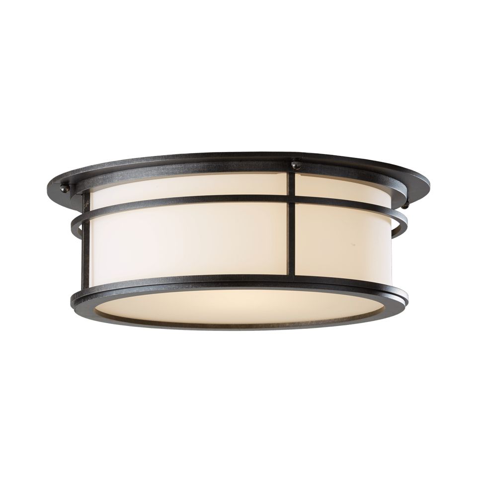 Hubbardton Forge Province 2-Light Outdoor Flush Mount with Opal Glass Shade, Dimmable, Various Finishes