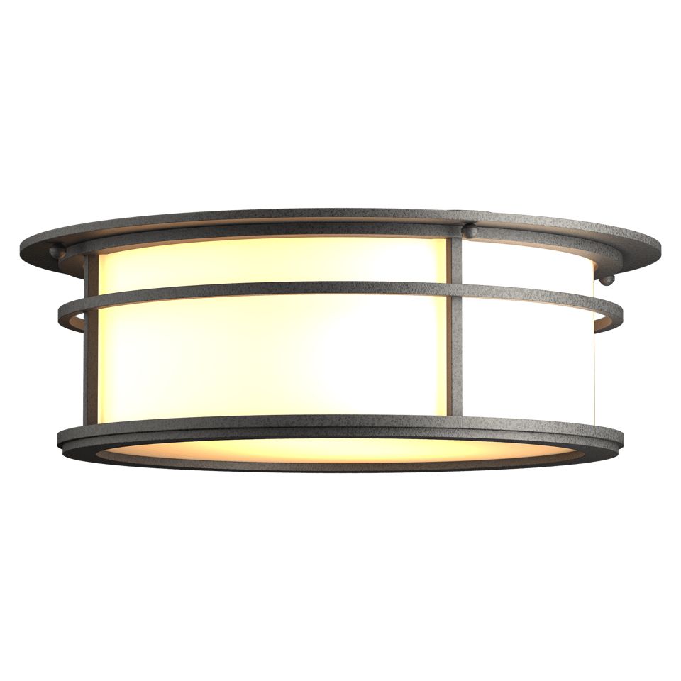 Hubbardton Forge Province 2-Light Outdoor Flush Mount with Opal Glass Shade, Dimmable, Various Finishes