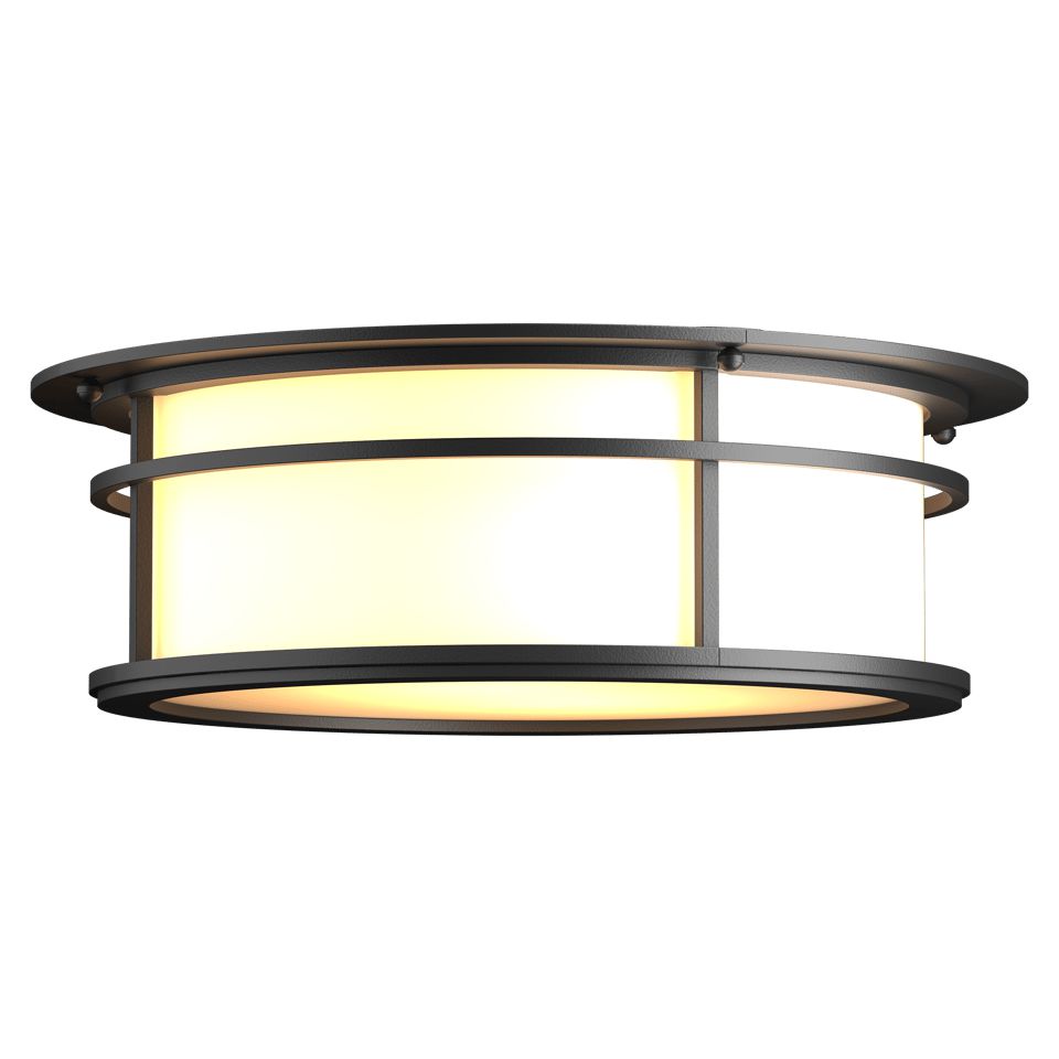 Hubbardton Forge Province 2-Light Outdoor Flush Mount with Opal Glass Shade, Dimmable, Various Finishes