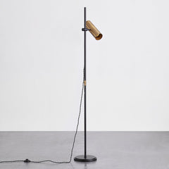 Quinn Floor Lamp 65” High with Dimmable Patina Brass Shade and Slim Soft Black Pole by Troy Lighting