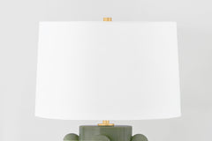 Roselle Table Lamp 26.25"H Aged Brass Ceramic with White Linen Shade Dimmable UL Listed