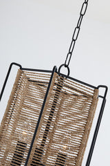 Ramon Medium Lantern by Troy Lighting - Modern Industrial Design, Textured Black Frame, Jute Interior, UL Damp Rated