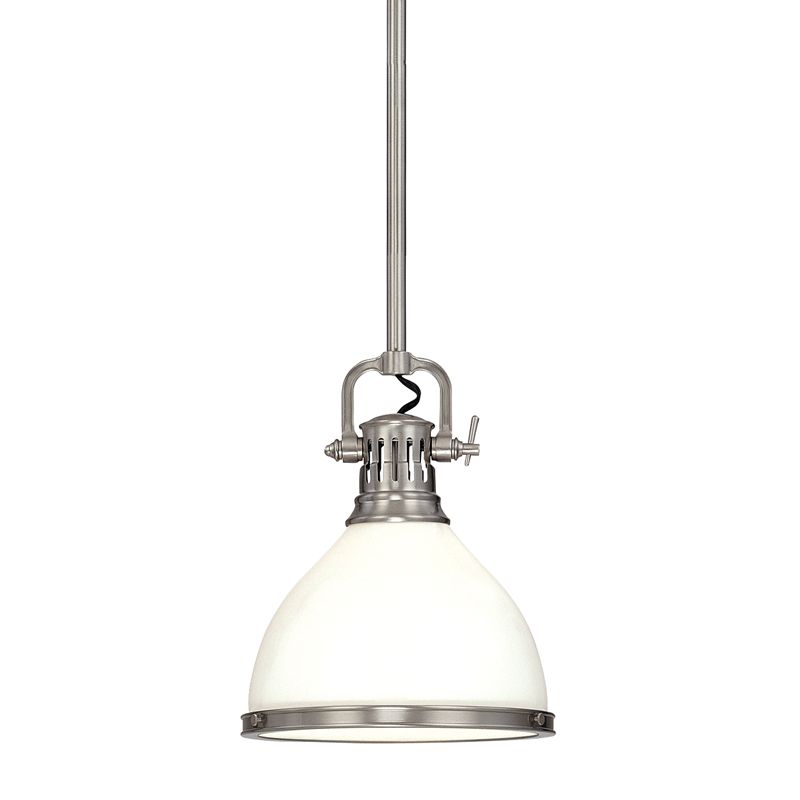 Hudson Valley Lighting Randolph Pendant Light, 15" Opal Glass Shade, Dimmable, Aged Brass/Nickel Finishes