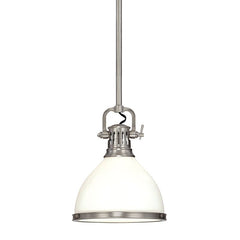 Hudson Valley Lighting Randolph Pendant Light, 15" Opal Glass Shade, Dimmable, Aged Brass/Nickel Finishes