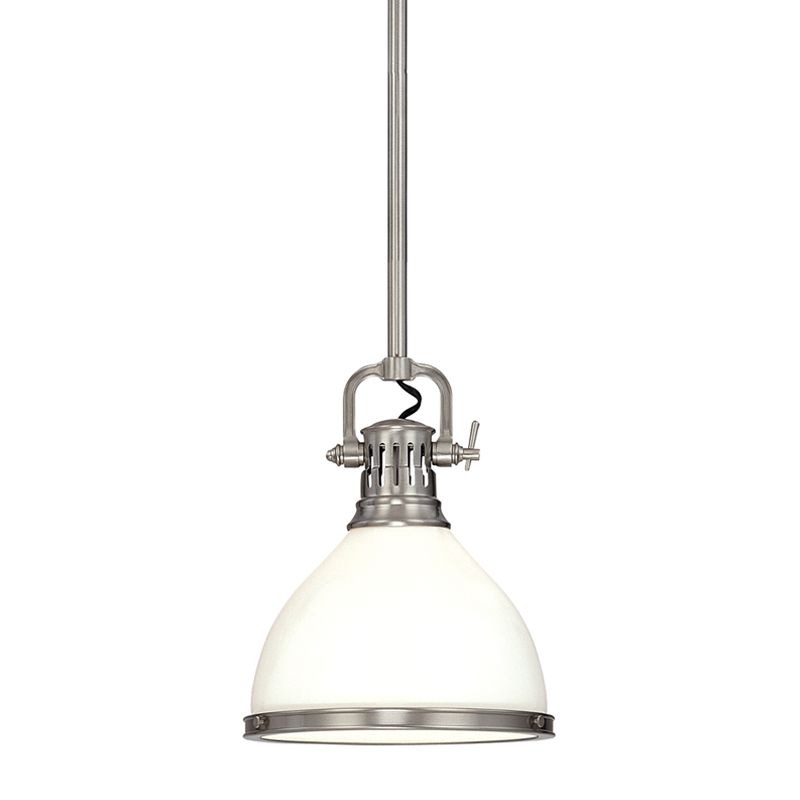 Hudson Valley Lighting Randolph Pendant Light, 15" Opal Glass Shade, Dimmable, Aged Brass/Nickel Finishes