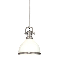 Hudson Valley Lighting Randolph Pendant Light, 15" Opal Glass Shade, Dimmable, Aged Brass/Nickel Finishes