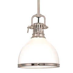 Randolph Pendant 11" Height by Hudson Valley Lighting - Opal Glass Shade, Adjustable 14"-68" H, Dimmable