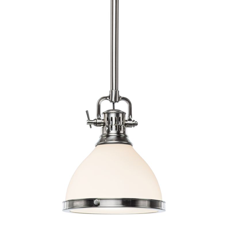 Randolph Pendant 11" Height by Hudson Valley Lighting - Opal Glass Shade, Adjustable 14"-68" H, Dimmable