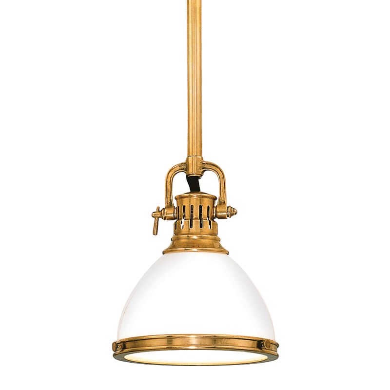 Randolph Pendant 11" Height by Hudson Valley Lighting - Opal Glass Shade, Adjustable 14"-68" H, Dimmable