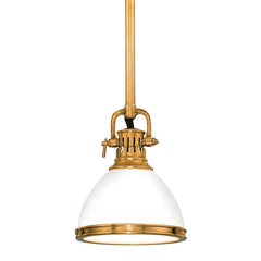 Randolph Pendant 11" Height by Hudson Valley Lighting - Opal Glass Shade, Adjustable 14"-68" H, Dimmable