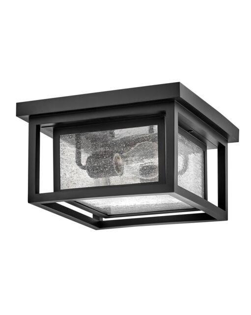 Republic Small Flush Mount by Hinkley Lighting, 2-Light, Dimmable, Clear Seedy Glass Shade, 4 Finishes