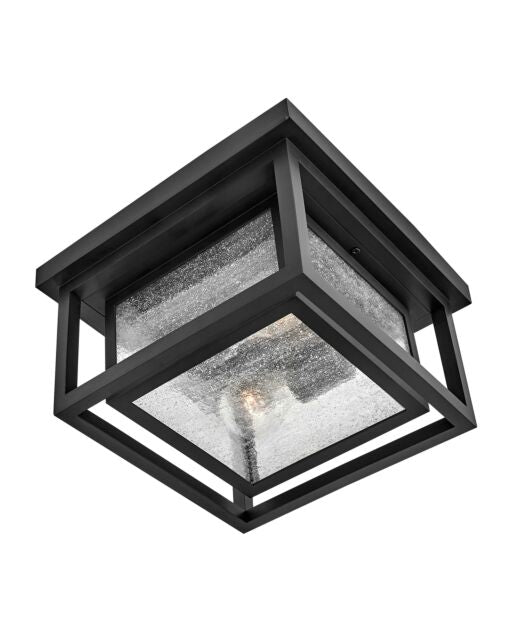 Republic Small Flush Mount by Hinkley Lighting, 2-Light, Dimmable, Clear Seedy Glass Shade, 4 Finishes