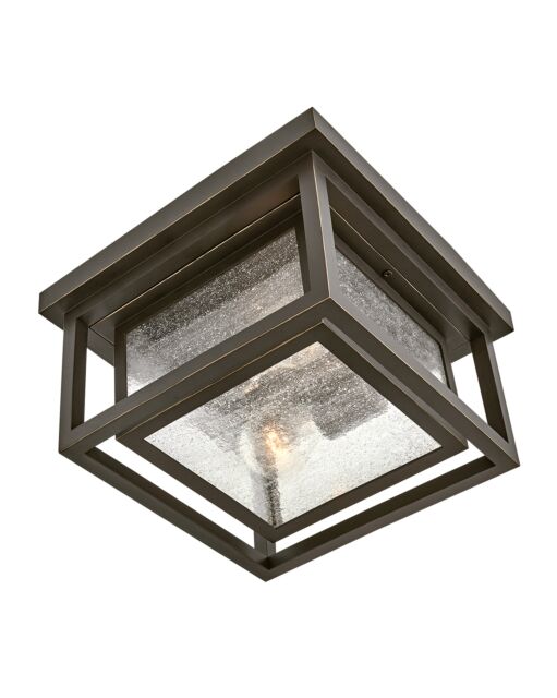 Republic Small Flush Mount by Hinkley Lighting, 2-Light, Dimmable, Clear Seedy Glass Shade, 4 Finishes