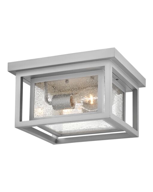 Republic Small Flush Mount by Hinkley Lighting, 2-Light, Dimmable, Clear Seedy Glass Shade, 4 Finishes