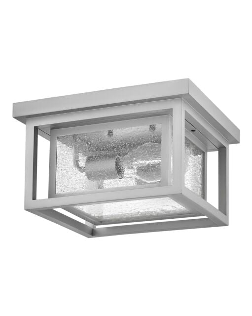 Republic Small Flush Mount by Hinkley Lighting, 2-Light, Dimmable, Clear Seedy Glass Shade, 4 Finishes