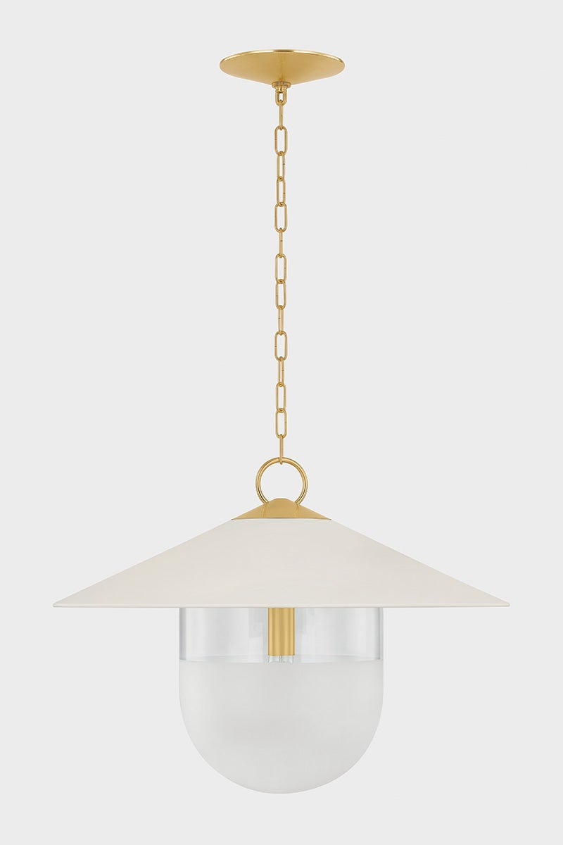 Mitzi Ressi Large Pendant Light - Aged Brass Finish, Dimmable, Modern Industrial Design, 21"H x 28"W