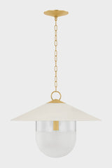 Mitzi Ressi Large Pendant Light - Aged Brass Finish, Dimmable, Modern Industrial Design, 21"H x 28"W