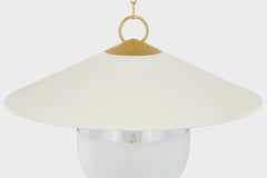 Mitzi Ressi Large Pendant Light - Aged Brass Finish, Dimmable, Modern Industrial Design, 21"H x 28"W