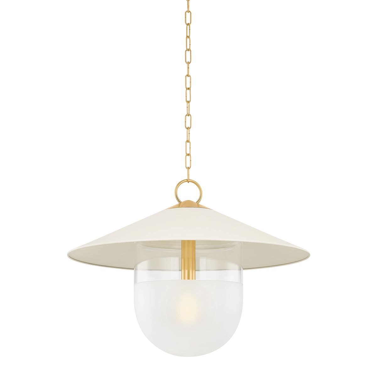 Mitzi Ressi Large Pendant Light - Aged Brass Finish, Dimmable, Modern Industrial Design, 21"H x 28"W