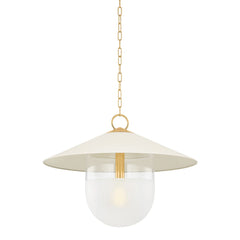 Mitzi Ressi Large Pendant Light - Aged Brass Finish, Dimmable, Modern Industrial Design, 21"H x 28"W