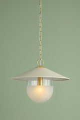 Ressi 1-Light Small Pendant by Mitzi with Aged Brass Finish and Cream Glass Shade