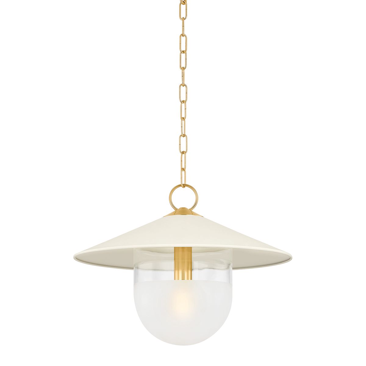 Ressi 1-Light Small Pendant by Mitzi with Aged Brass Finish and Cream Glass Shade