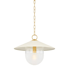 Ressi 1-Light Small Pendant by Mitzi with Aged Brass Finish and Cream Glass Shade