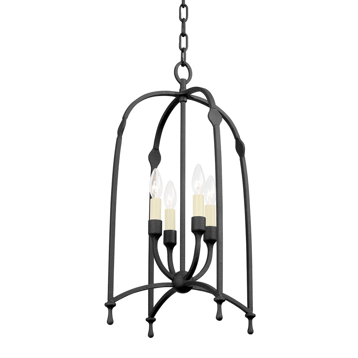 Rhett Lantern Pendant Light by Troy Lighting - 4-Candle, Adjustable Height, Dimmable, Black Iron Finish