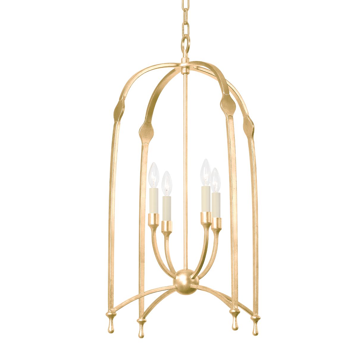 Rhett 36” Large Lantern by Troy Lighting - Elegant Curved Cage, Dimmable, Black Iron & Vintage Gold