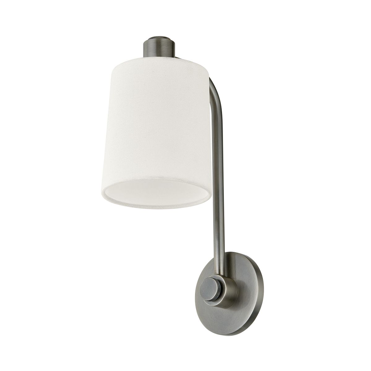 Rigby Wall Sconce by Troy Lighting, 15.25" Height, Dimmable, Off-White Linen Shade, Patina Brass Finish