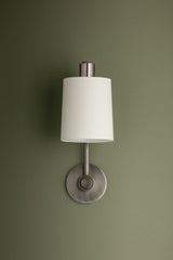 Rigby Wall Sconce by Troy Lighting, 15.25" Height, Dimmable, Off-White Linen Shade, Patina Brass Finish