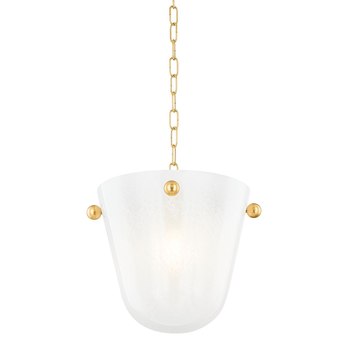 Mitzi Rima 1-Light Pendant in Aged Brass with Opal Seedy Glass Shade, Adjustable Height Design