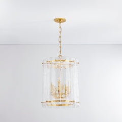 Rio Large Lantern by Corbett Lighting, 28.25"H, Hand-Blown Piastra Glass, Vintage Brass Finish