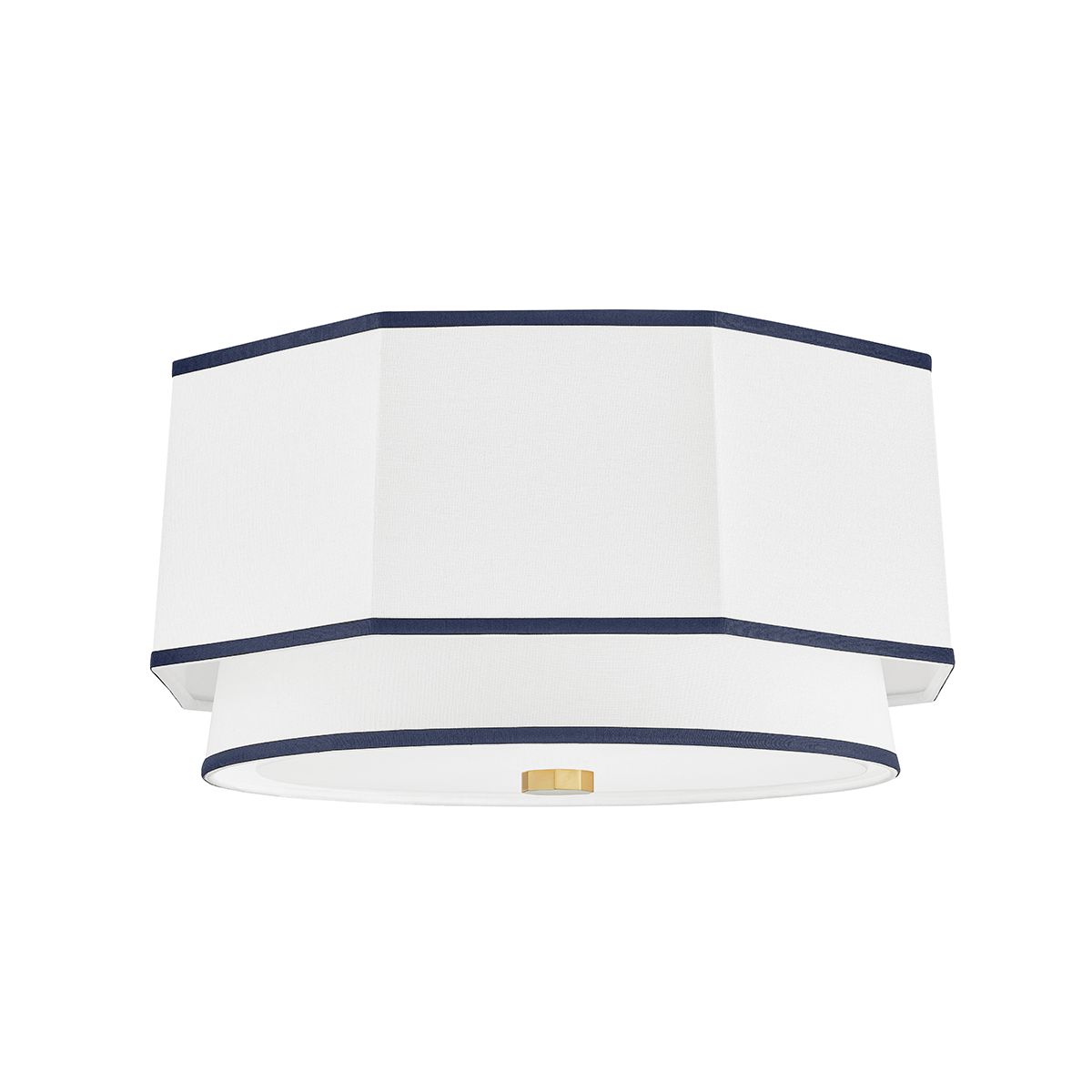 Riverdale Ceiling Light 2-Bulb Flush Mount by Hudson Valley Lighting in Aged Brass with White Linen Shade