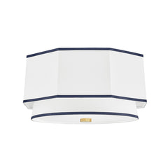 Riverdale Ceiling Light 2-Bulb Flush Mount by Hudson Valley Lighting in Aged Brass with White Linen Shade