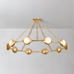 Riviere 465-52-VGL Large LED Chandelier by Corbett Lighting - Dimmable, 103W, 1650 Lumens, Vintage Gold Finish