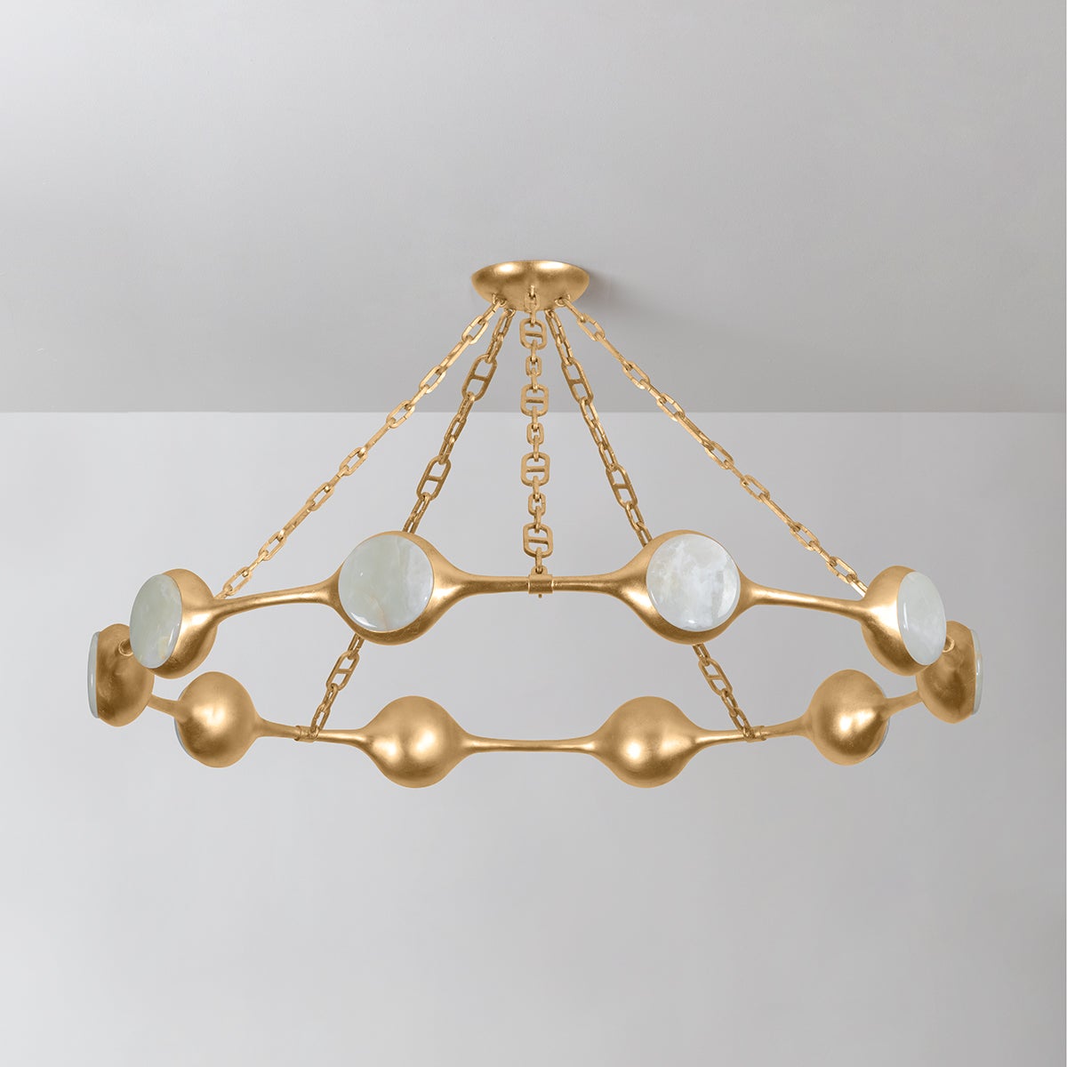 Riviere 465-52-VGL Large LED Chandelier by Corbett Lighting - Dimmable, 103W, 1650 Lumens, Vintage Gold Finish