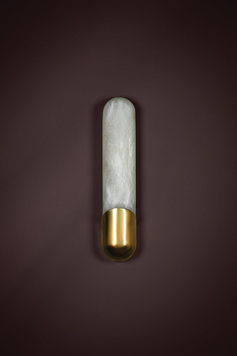 Corbett Lighting Rome Sconce 345-19-VB, Elegant Alabaster Shade, Dimmable LED, Vintage Brass Finish