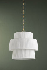 Mitzi Rya 22" Pendant Light with Dimmable Soft Pleated Shade in Aged Brass, Versatile Design