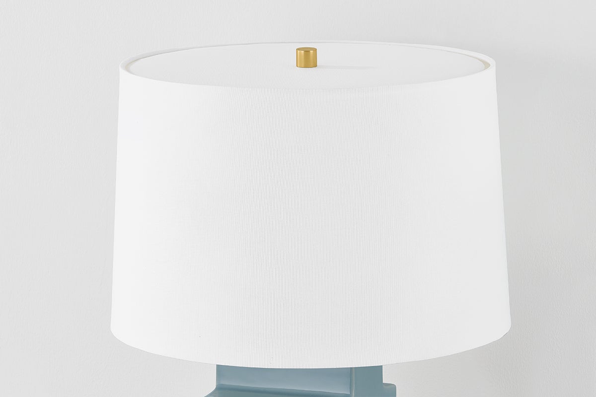 Sarai Table Lamp 29.25"H by Hudson Valley Lighting - Aged Brass & Moonstone Granite Base