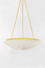 Summerside Large Pendant Light by Hudson Valley Lighting, 6-Bulb Coco Shell Design, Vintage Gold Leaf Finish