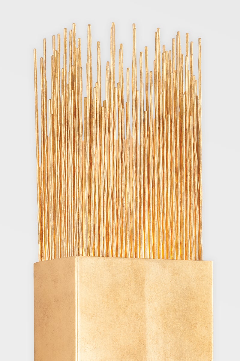 Corbett Lighting Sabine Sconce 28" Dimmable Vintage Gold Leaf Wall Light with Unique Organic Design