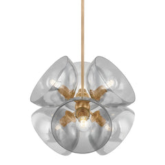 Salix Small Pendant Light by Troy Lighting, 21" Height, Dimmable, Smoke Glass Bowls, Patina Brass Finish