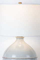 Salvage Table Lamp by Troy Lighting, 24" Pale Sage Ceramic Base, Off-White Linen Shade, Dimmable