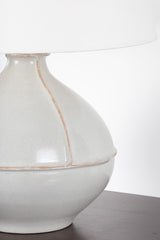 Salvage Table Lamp by Troy Lighting, 24" Pale Sage Ceramic Base, Off-White Linen Shade, Dimmable